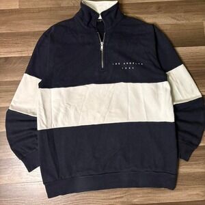 Navy and white Los Angeles quarter zip sweatshirt MEN SIZE M